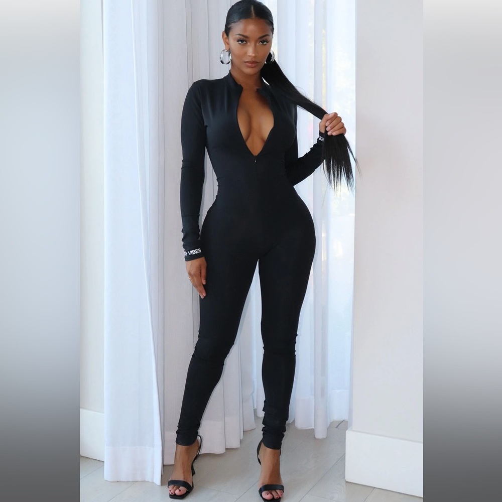 Black Zip Up Bodysuit.